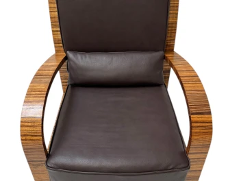 Two Art Deco Lounge Chairs with Leather Cushions France, 1930s